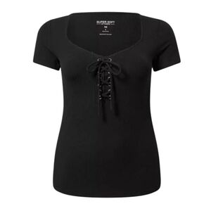 NWT Torrid Super Soft Rib V-Neck Lace Up Top